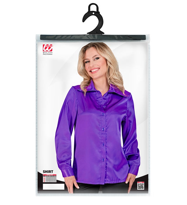 Satin Purple 70S Disco Shirt