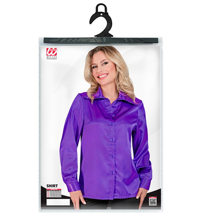Satin Purple 70S Disco Shirt