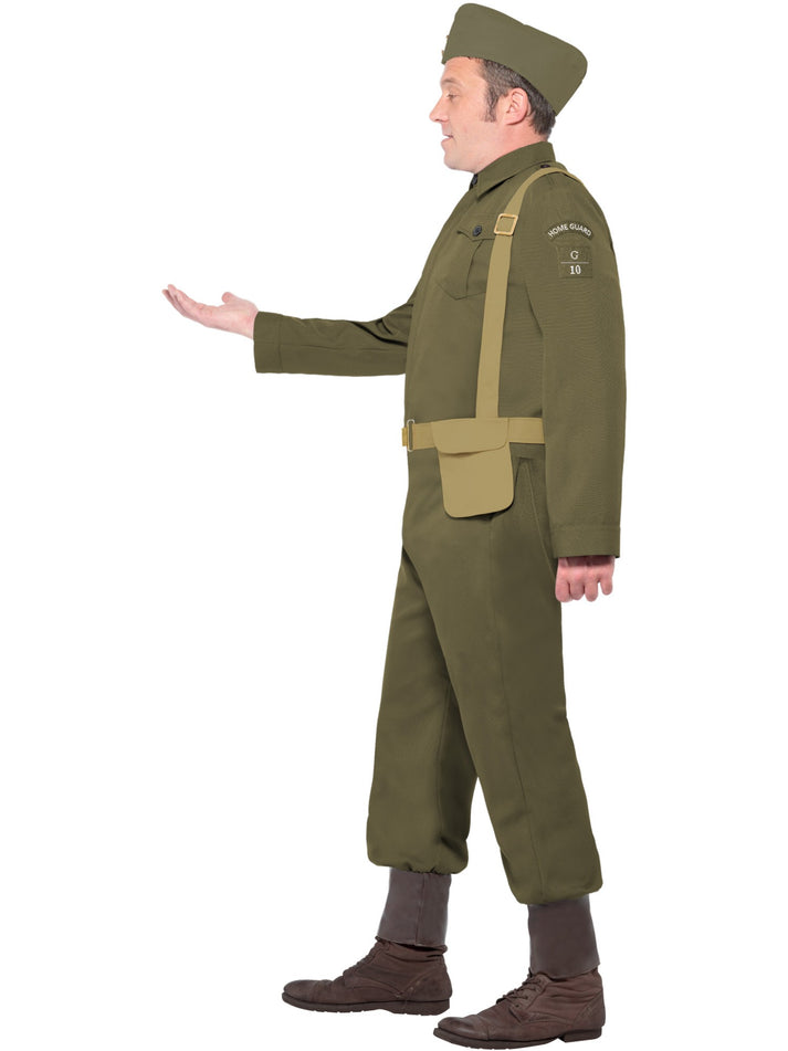 WW2 Home Guard Private Costume Adult Green Trousers Ankle Covers Jacket Hat and Harness Belt 2