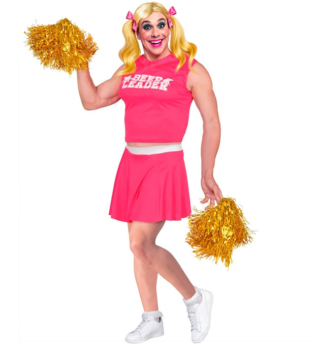 Beer Leader  Top With Boobs, Skirt, Pom Poms 