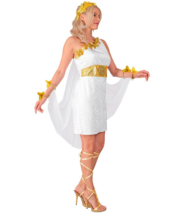 Greek Goddess  Dress With Belt & Cape With Cuffs, Laurel Headwreath 