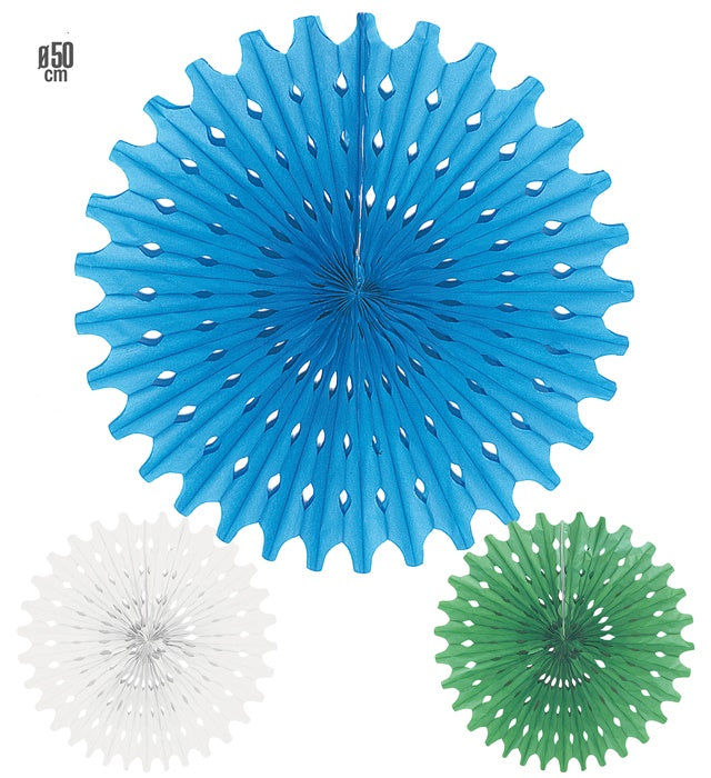 Paper Fan Ø 50 Cm - 3 Colors Ass.  White, Azure, Lime 