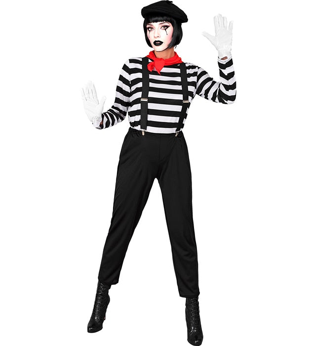 Mime  Shirt, Pants, Braces, Neckscarf, Gloves, Hat  