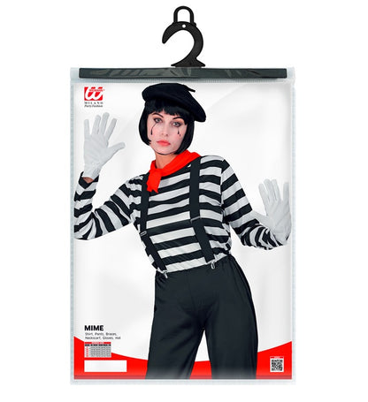 Mime  Shirt, Pants, Braces, Neckscarf, Gloves, Hat  