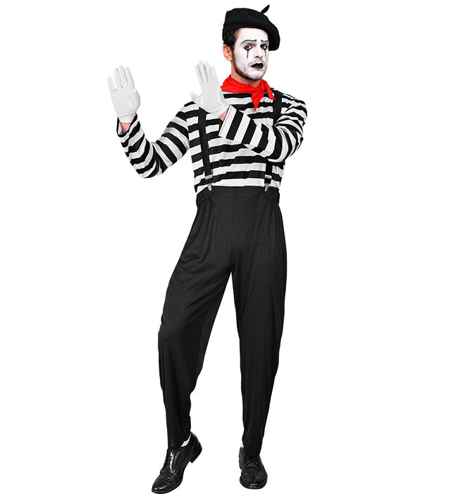 Mime  Shirt, Pants, Braces, Neckscarf, Gloves, Hat  