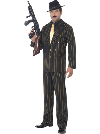 Gold Pinstripe Gangster Costume Mens Godfather Suit 4