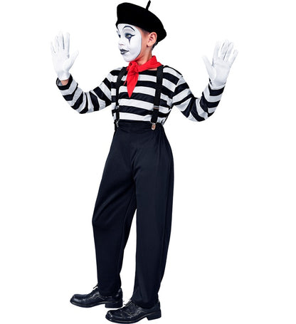 Mime  Shirt, Pants, Braces, Neckscarf, Gloves, Hat  