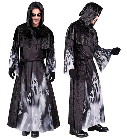 Screaming Souls  Hooded Robe With Capelet, Belt 