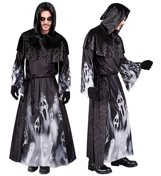Screaming Souls  Hooded Robe With Capelet, Belt 