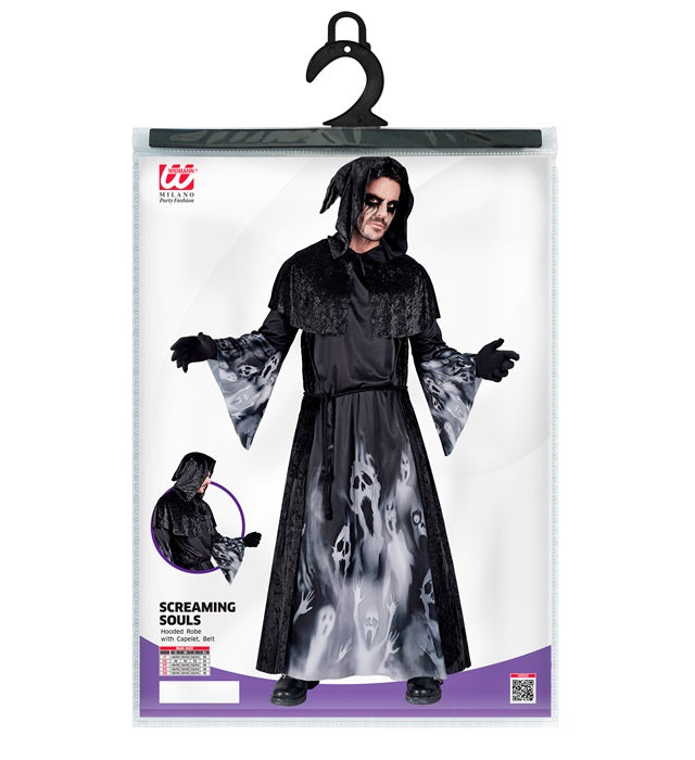 Screaming Souls  Hooded Robe With Capelet, Belt 
