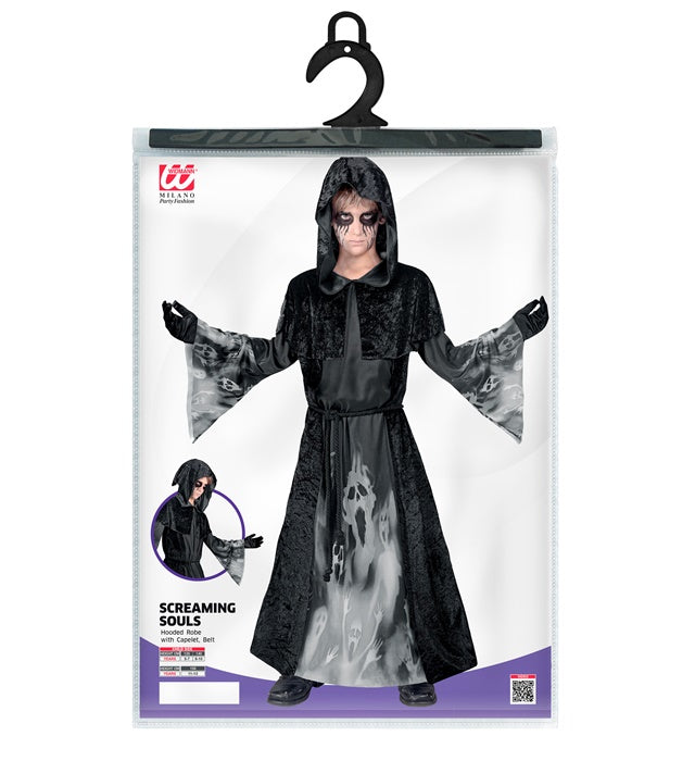 Screaming Souls  Hooded Robe With Capelet, Belt 