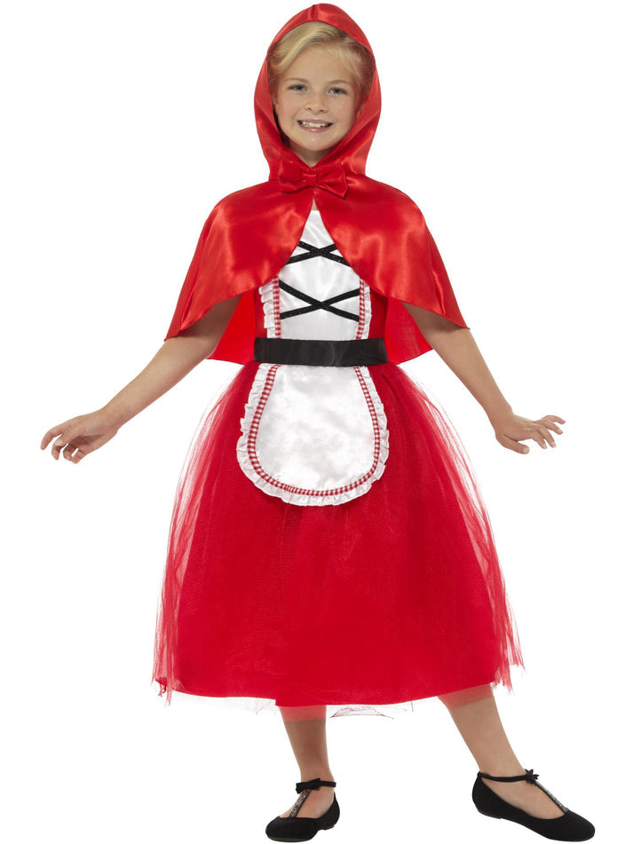 Deluxe Red Riding Hood Costume Kids Red and White Dress and Red Hood