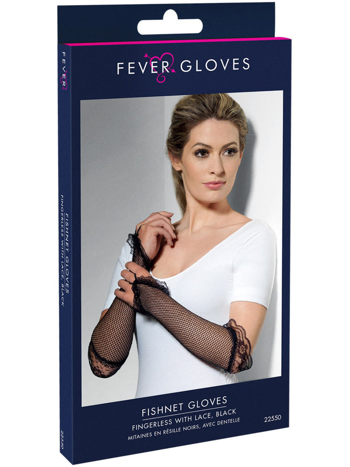 Fingerless Fishnet Gloves Black Adult Dress Up Accessory 3