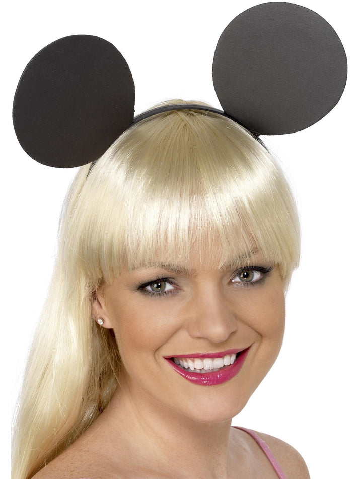 Mouse Ears On Headband Adult Black EVA Adult Costume Accessory 1