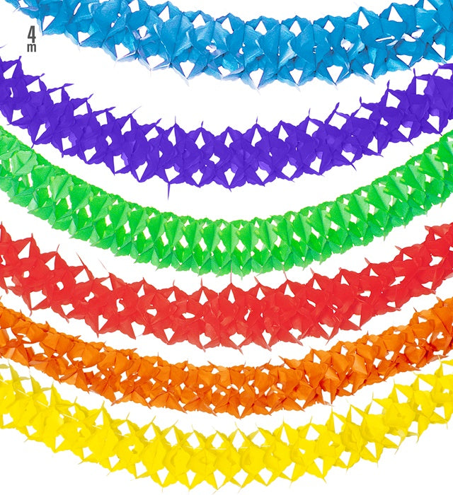 Unicolor Paper Garland 4 M - 6 Colors Ass.