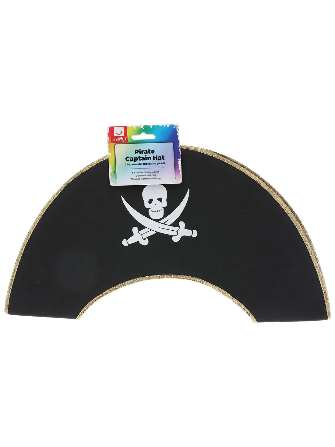 Pirate Captain Hat Black Skull and Crossbones Motif Kids Costume Accessory 3