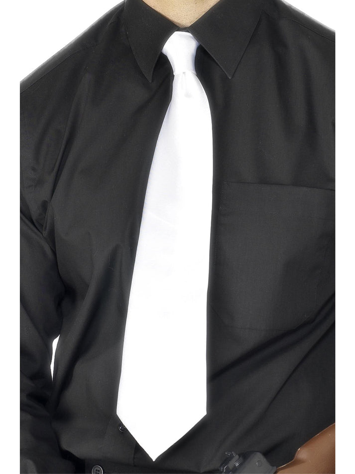 Deluxe White Gangster Tie Adult Dress UP Accessory 1