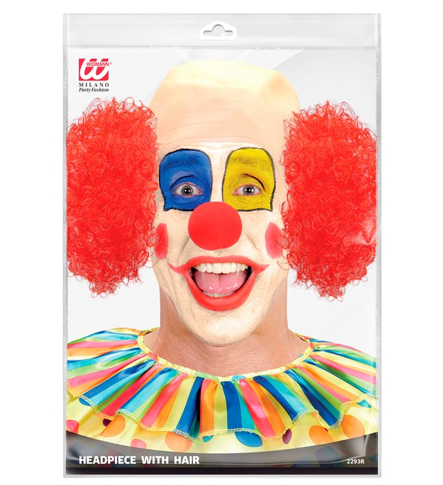 Deluxe Clown Headpiece With Red Curly Hair