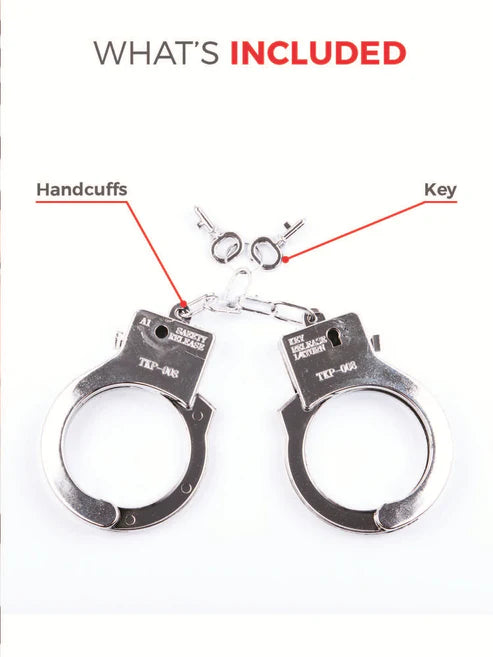 Plastic Hand Cuffs Adult Silver Coloured Police Costume Accessory