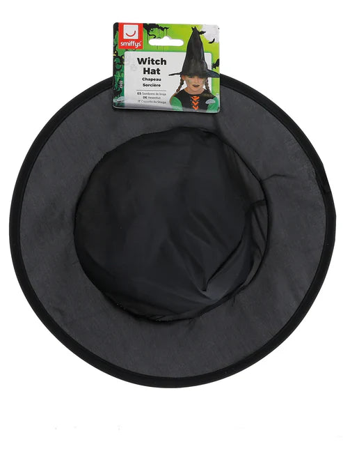 Witch Hat Black Shiny Fabric 30cm Diameter Kids Halloween Costume