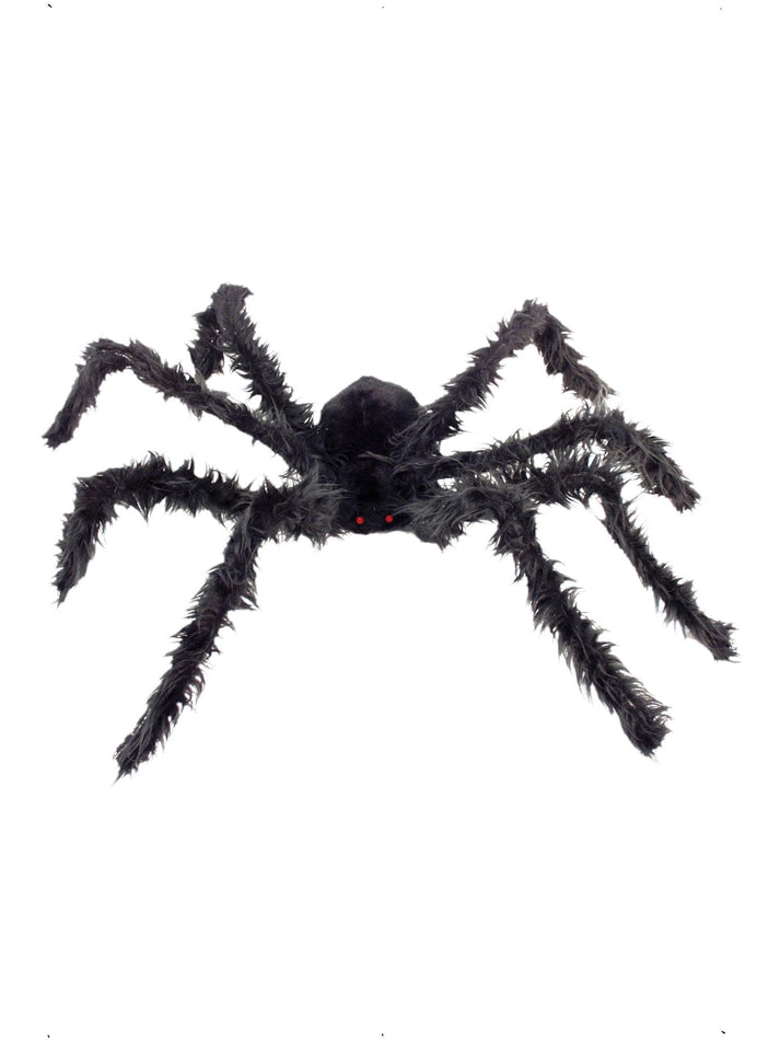 Giant Hairy Spider With Light Up Eyes Black Bendy Legs 102cm