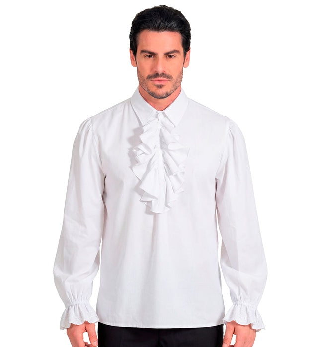 White Historical Character Shirt With Jabot