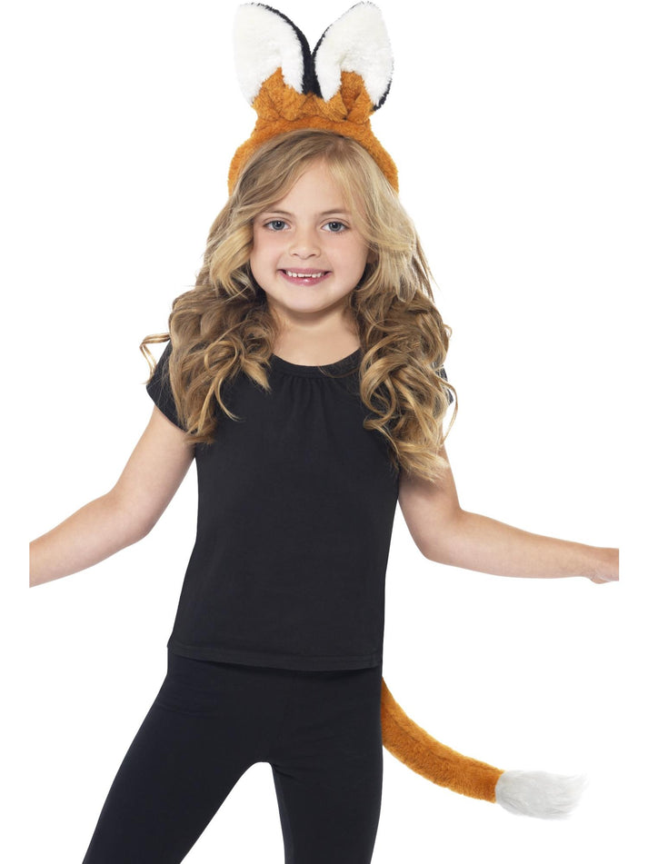 Fox Kit Kids Brown Ears Headband and Tail Instant Costume 1