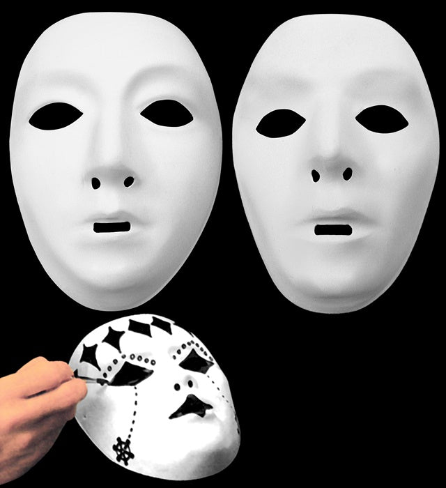 Paintable White Mask Plastic - 2Styles Ass.