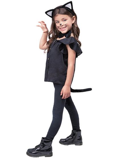 Cat Instant Set Kids Black Ears Tail Bow Tie Animal Costume 2