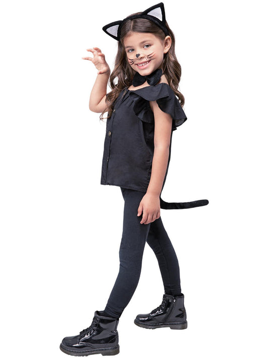 Cat Instant Set Kids Black Ears Tail Bow Tie Animal Costume 2