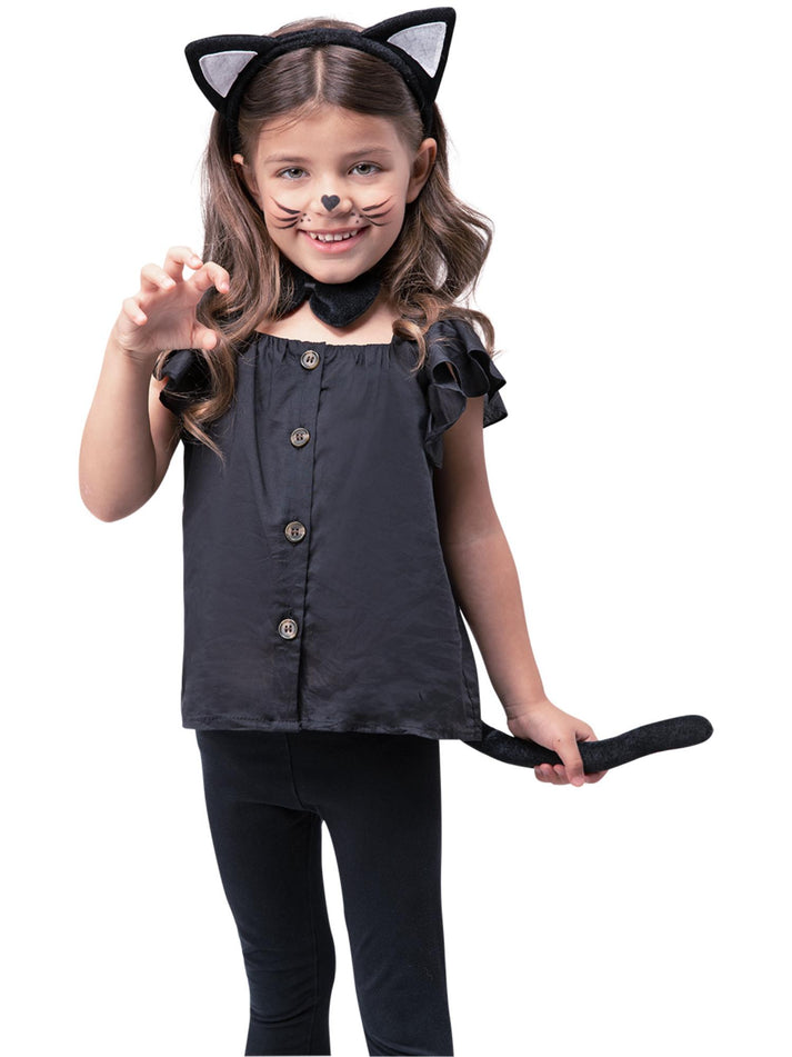 Cat Instant Set Kids Black Ears Tail Bow Tie Animal Costume 1