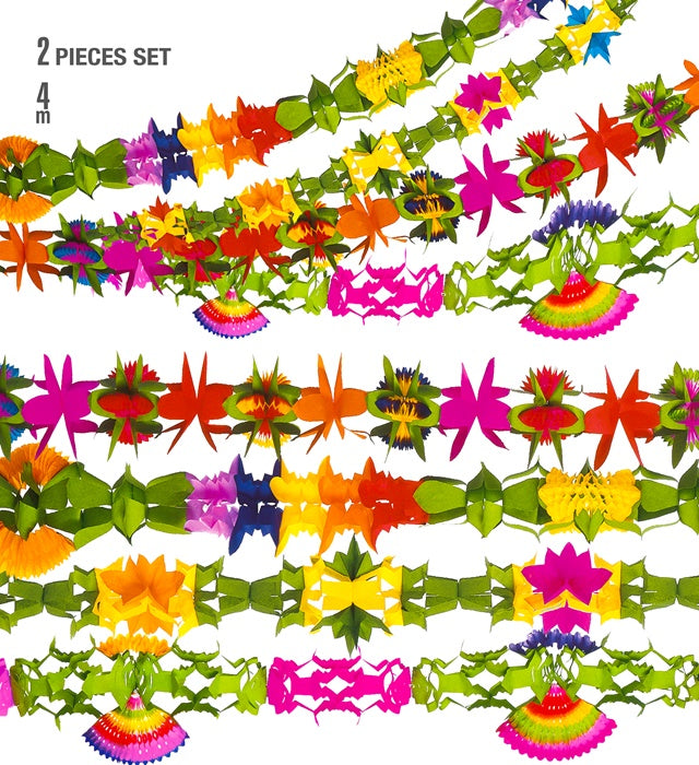 Set Of 2 Deluxe Decorated Paper Garlands 4 M - 4 Styles Ass.