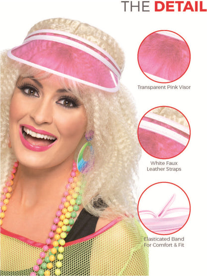 Poker Visor Adult Pink 80s Costume Accessory 4