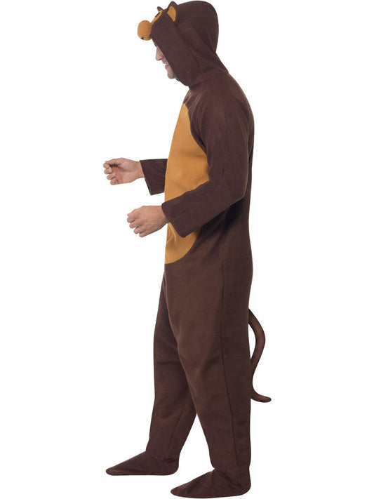 Monkey Costume Brown Adult Hooded Onesie 2
