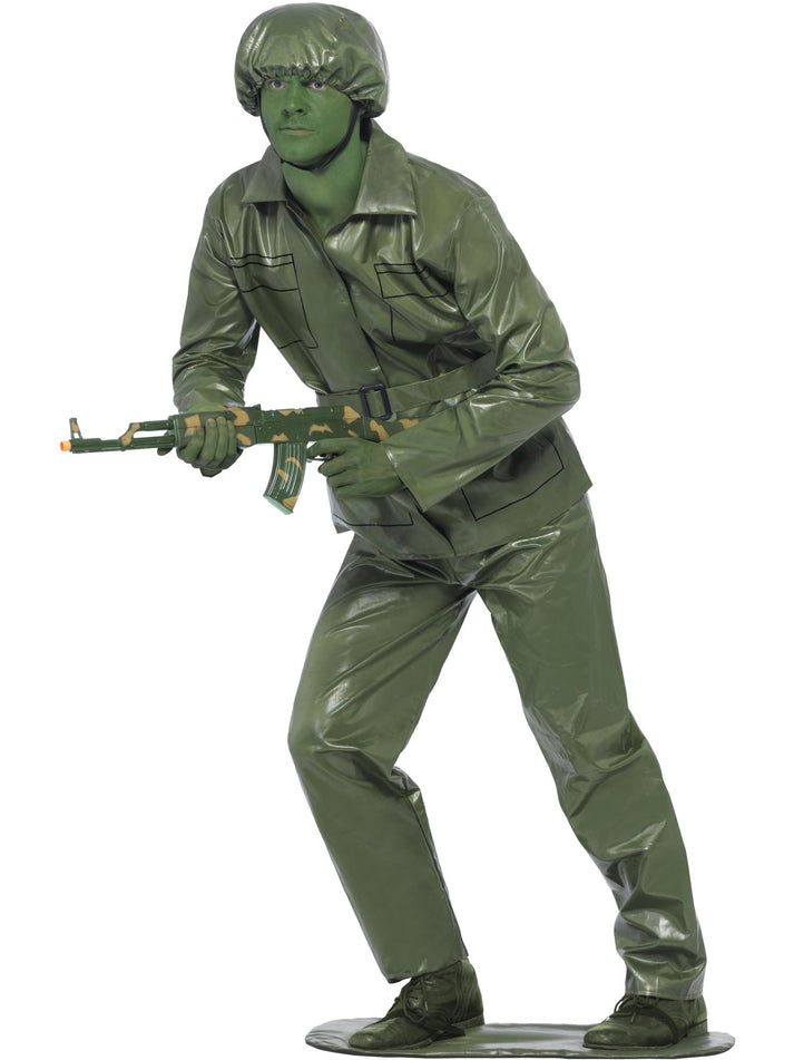 Toy Soldier Adult Green Uniform Costume Top Trousers Belt Hat and Foot-Base 1
