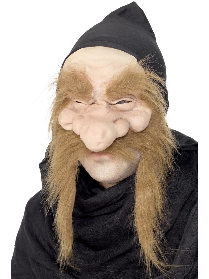 Gold Digger Mask Adult Nude Brown Half Face with Black Hood Dwarf Costume Accessory
