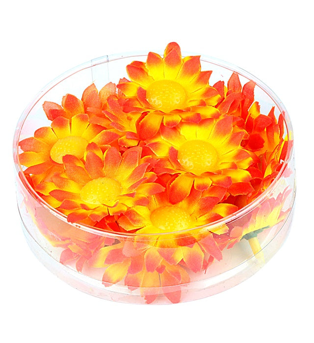 Box Of 20 Orange/Yellow Decorative Daisy Flowers