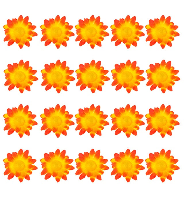 Box Of 20 Orange/Yellow Decorative Daisy Flowers