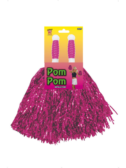 Pom Poms Metallic Pink Adult Pair Costume Accessory 2
