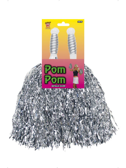 Pom Poms Metallic Silver Adult Costume Accessory 2