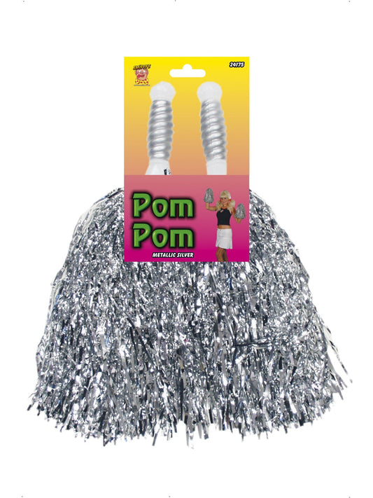 Pom Poms Metallic Silver Adult Costume Accessory 2