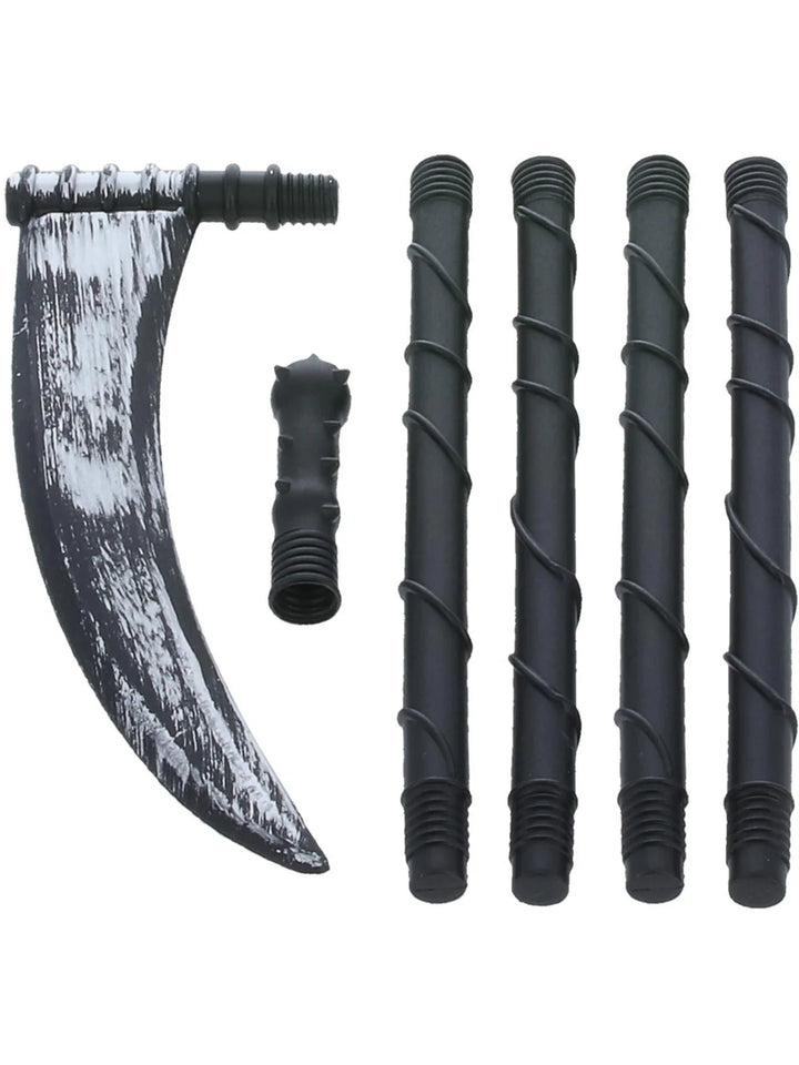 Grim Reaper Scythe Adult Black 138cm 6 Piece Plastic