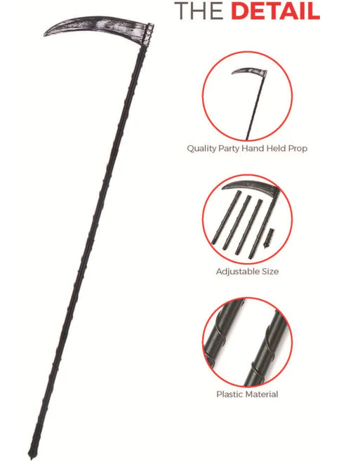 Grim Reaper Scythe Adult Black 138cm 6 Piece Plastic