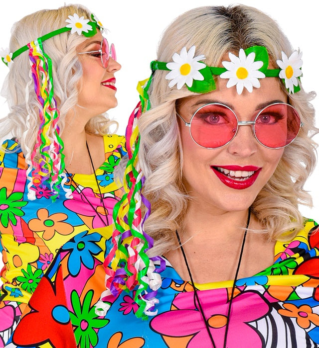 Daisy Diadem With Multicolor Ribbons