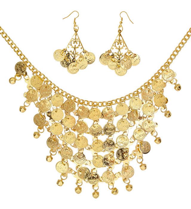 Gold Coin Earrings & Necklace