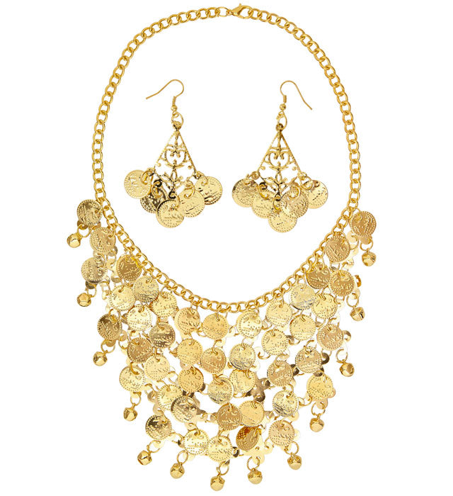 Gold Coin Earrings & Necklace