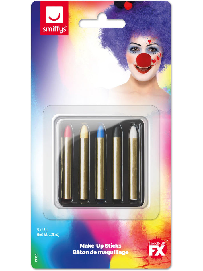 Make Up Sticks In 5 Colours Red, Yellow, Blue, Black and White