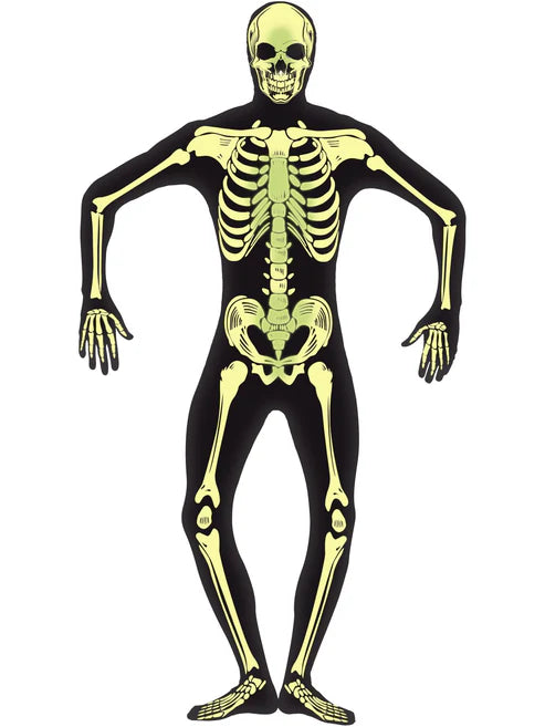 Skeleton Second Skin Adult Glow In The Dark Costume 1