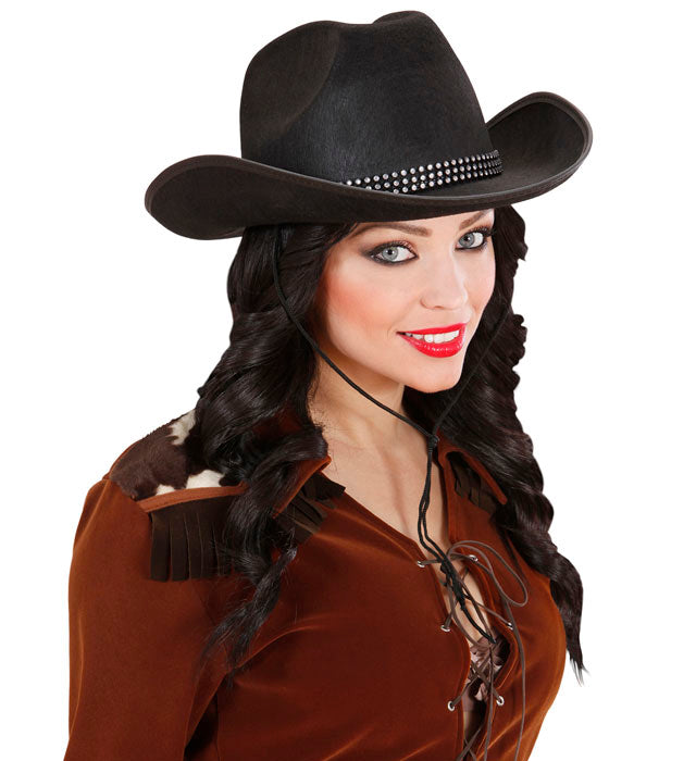Cowboy Hats With Strass Band Felt - Black