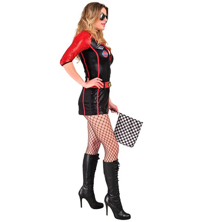 Race Car Driver  Bobysuit, Mini Skirt, Flag 